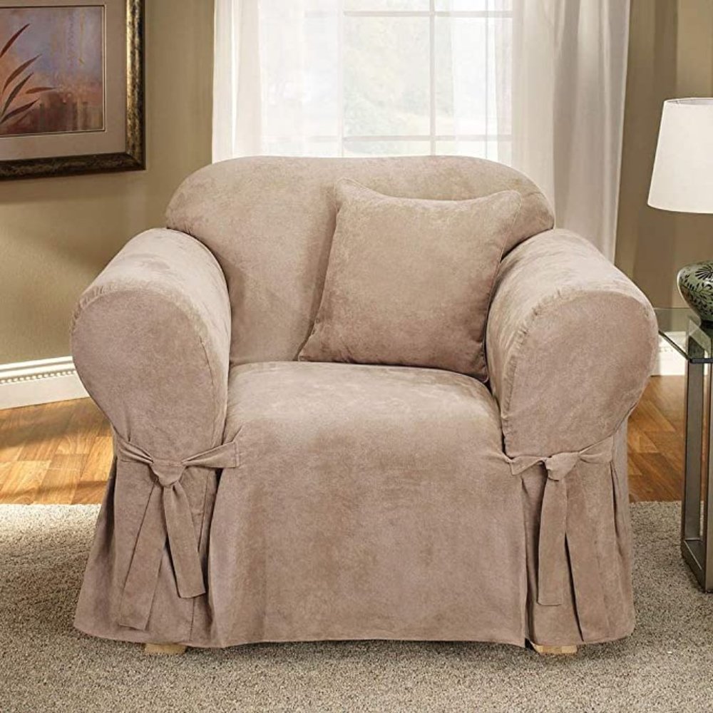 *CLEARANCE* Surefit Soft Suede Chair Cover, One Piece, Taupe